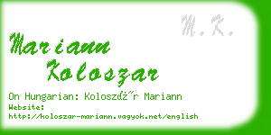 mariann koloszar business card